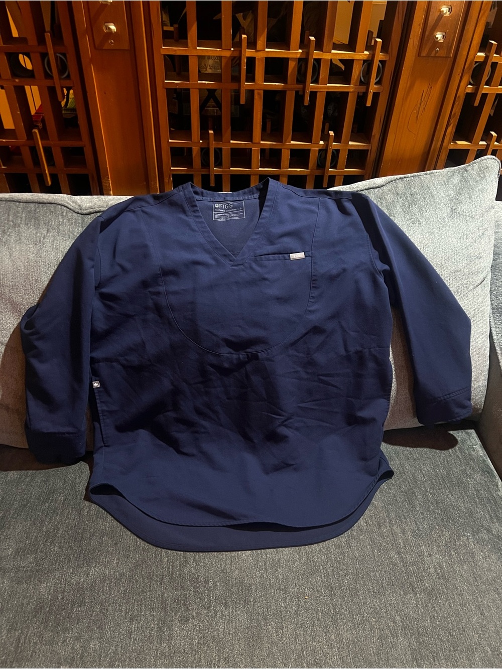 Figs Women’s Navy V-Neck Medical long sleeve Scrub Top